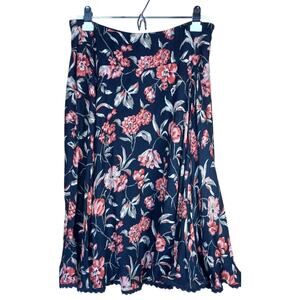 Jones New York Vintage 90s Black Red Floral Midi Skirt Size 8 Cottagecore Fairy